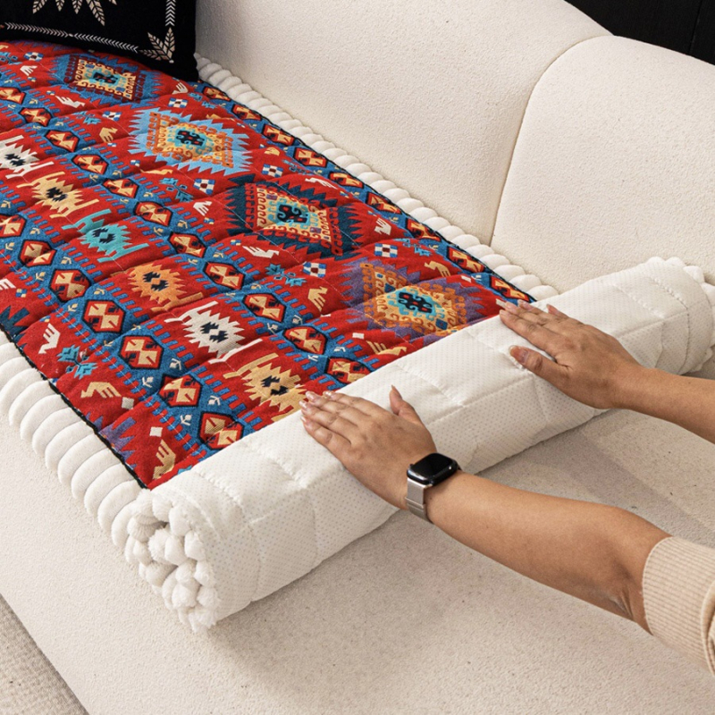 Jastuk za kauč Chenille, boemski stil, s otisnutim uzorkom, pogodan za modularni kauč, prilagodljiv šiveni jastuk