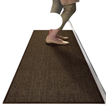 Set dviju platnenih kuhinjskih podnih prostirki od lana, pravokutnog oblika, jedinstvenog uzorka, upijajući i protuklizni, perive, minimalistički stil