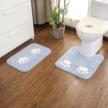 Dvije dijela pamukasti kupaonski set prostirki: U‑oblik prostirač za WC i prostirka za vrata kupaonice, ručno pranje, geometrijski uzorak