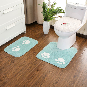 Dvije dijela pamukasti kupaonski set prostirki: U‑oblik prostirač za WC i prostirka za vrata kupaonice, ručno pranje, geometrijski uzorak