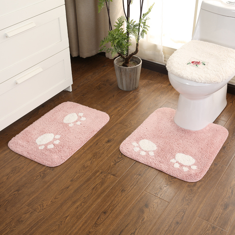 Dvije dijela pamukasti kupaonski set prostirki: U‑oblik prostirač za WC i prostirka za vrata kupaonice, ručno pranje, geometrijski uzorak