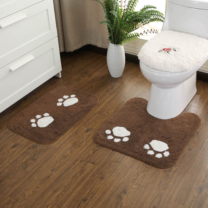 Dvije dijela pamukasti kupaonski set prostirki: U‑oblik prostirač za WC i prostirka za vrata kupaonice, ručno pranje, geometrijski uzorak