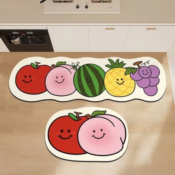 Podne Prostirke od diatomske gline s karikaturama voća — Tisak, Oblik kosmosa, Pranje, Za kuhinju, Ulaz, Kupatilo