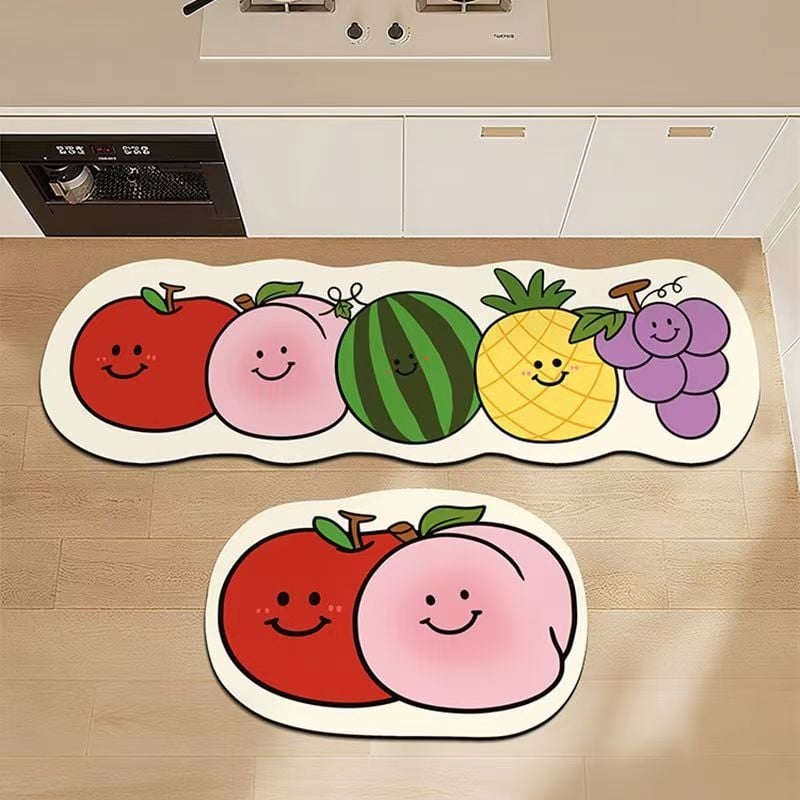 Podne Prostirke od diatomske gline s karikaturama voća — Tisak, Oblik kosmosa, Pranje, Za kuhinju, Ulaz, Kupatilo