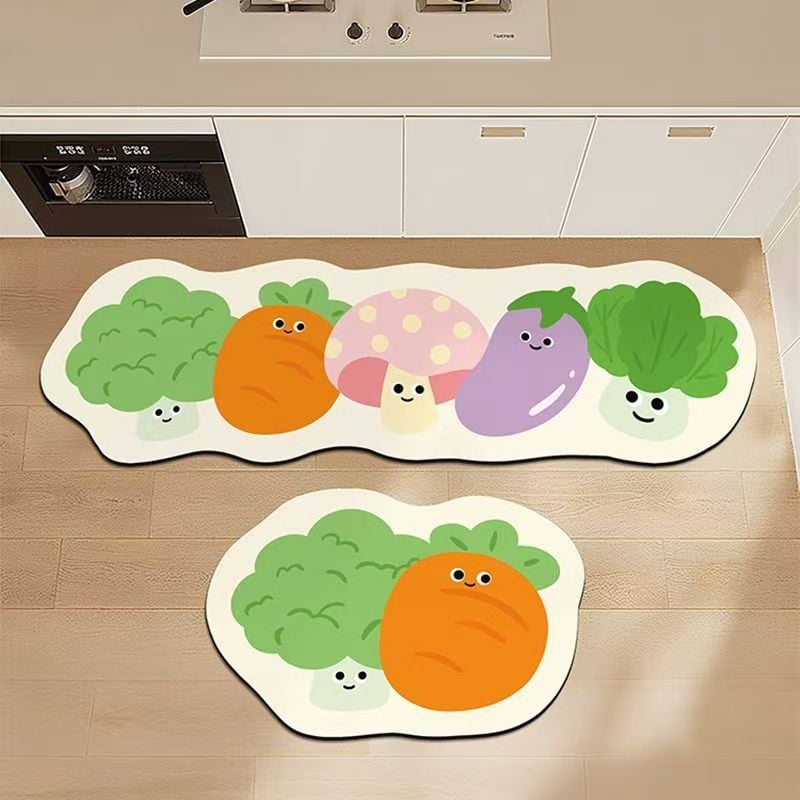 Podne Prostirke od diatomske gline s karikaturama voća — Tisak, Oblik kosmosa, Pranje, Za kuhinju, Ulaz, Kupatilo