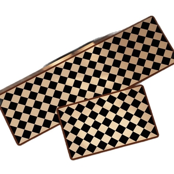 Dvije kuhinjske prostirke – dvodijelni set; upijaju vodu i masnoću, otporne na prljavštinu; pravokutnog oblika, tehničko platno, stil laganog luksuza.