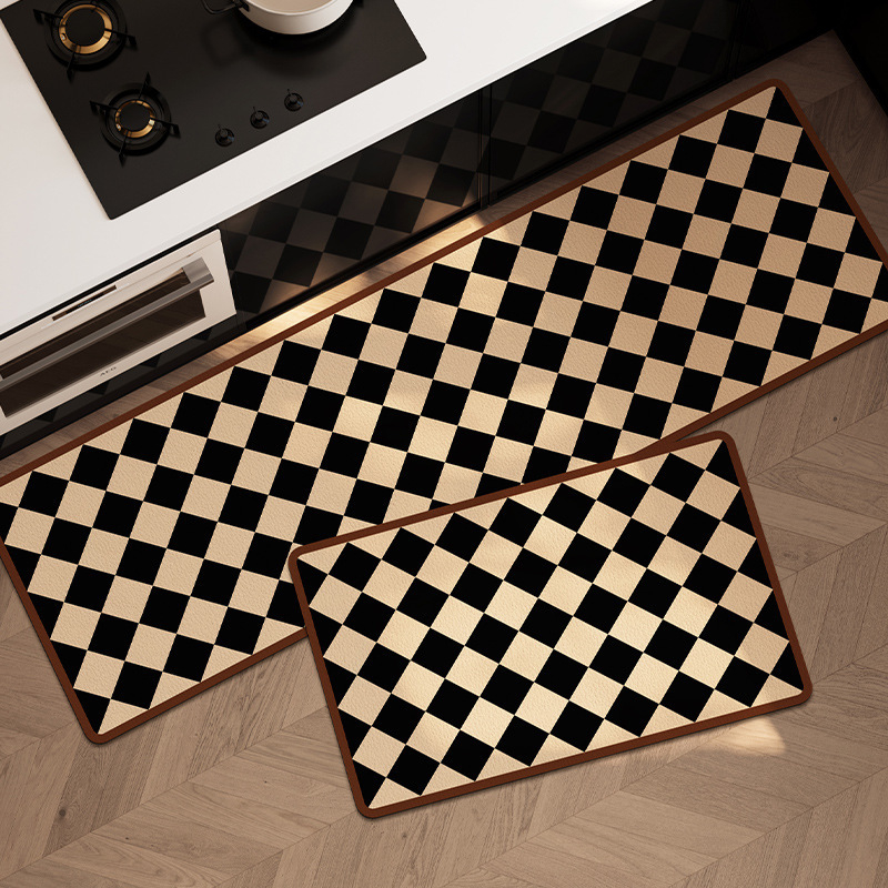 Dvije kuhinjske prostirke – dvodijelni set; upijaju vodu i masnoću, otporne na prljavštinu; pravokutnog oblika, tehničko platno, stil laganog luksuza.