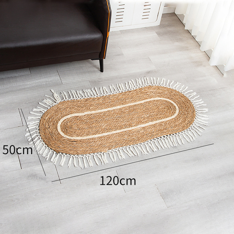 Ovalna prostirka od pamukovog užeta, ručno pletena, prugasti uzorak, periva