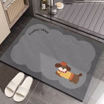 Kupaonska podloga od poliesterskog vlakna, digitalni tisak, pravokutnog oblika, uzorak mreže/blok boja/minimalističke linije, periva