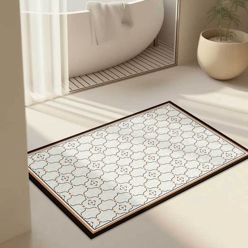 Podna prostirka od diatomita - Apsorbirajuća, Protuklizna, Periva; Materijal: Diatomita; Oblik: Pravokutnik; Uzorak: Geometrijski; Stil: Minimalistički