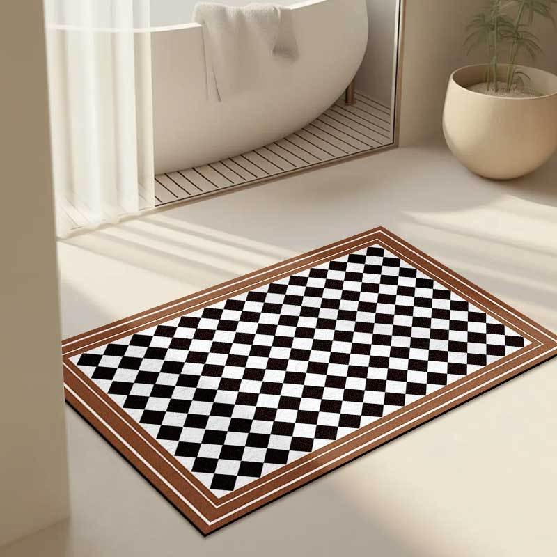 Podna prostirka od diatomita - Apsorbirajuća, Protuklizna, Periva; Materijal: Diatomita; Oblik: Pravokutnik; Uzorak: Geometrijski; Stil: Minimalistički