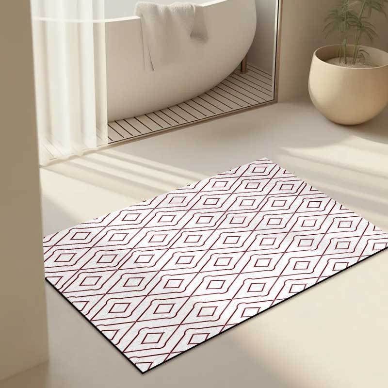 Podna prostirka od diatomita - Apsorbirajuća, Protuklizna, Periva; Materijal: Diatomita; Oblik: Pravokutnik; Uzorak: Geometrijski; Stil: Minimalistički