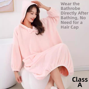 Kapuutsiga vannitoa rüü | Coral fleece | Naistele | Vee imav | Kiiresti kuivav