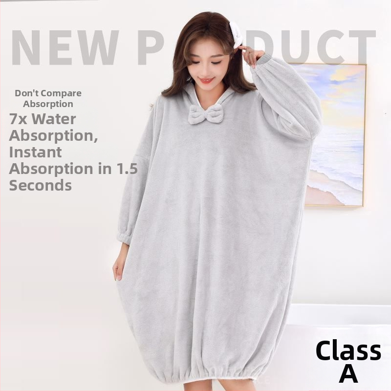 Kapuutsiga vannitoa rüü | Coral fleece | Naistele | Vee imav | Kiiresti kuivav