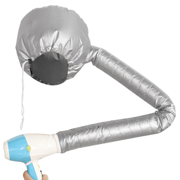 Juuksehoolduse müts fööniga – kuumuskindel materjal, juuksehoolduseks, permile ja värvimisele; kuuma õhu kuivatamine; kaal 50–79 g; õmblustega konstruktsioon