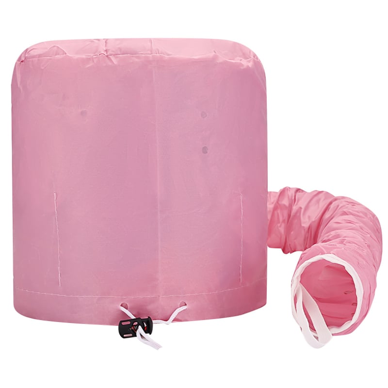 Juuksehoolduse müts fööniga – kuumuskindel materjal, juuksehoolduseks, permile ja värvimisele; kuuma õhu kuivatamine; kaal 50–79 g; õmblustega konstruktsioon