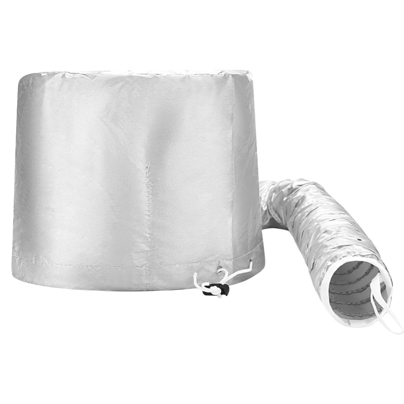 Juuksehoolduse müts fööniga – kuumuskindel materjal, juuksehoolduseks, permile ja värvimisele; kuuma õhu kuivatamine; kaal 50–79 g; õmblustega konstruktsioon