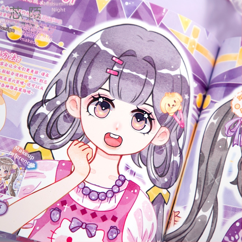 Drabužių lipdukų knygelė vaikams su fantastinėmis scenomis – blizgus popierius, animacinis stilius, lipdukai