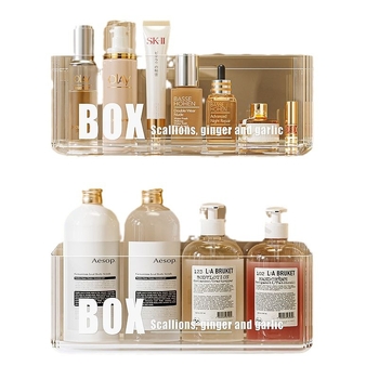 Kosmētikas uzglabāšanas kastīte | Sienas uzstādīšana bez urbumiem | (Model NOYI022, PET plastmasa, vieglā luksusa stils, kosmētika)