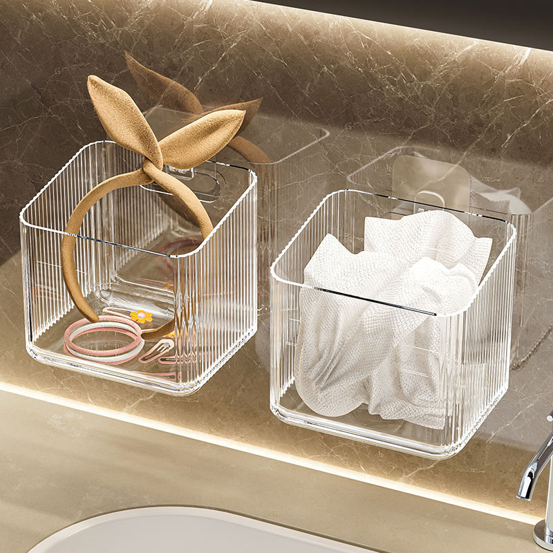 Kosmētikas uzglabāšanas kastīte | Sienas uzstādīšana bez urbumiem | (Model NOYI022, PET plastmasa, vieglā luksusa stils, kosmētika)