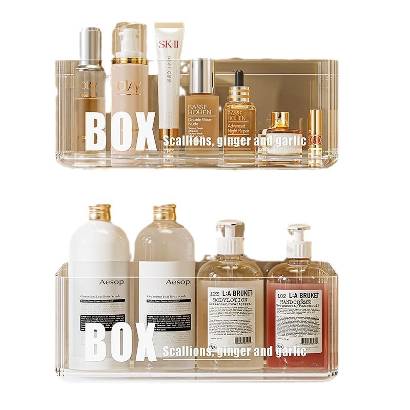 Kosmētikas uzglabāšanas kastīte | Sienas uzstādīšana bez urbumiem | (Model NOYI022, PET plastmasa, vieglā luksusa stils, kosmētika)