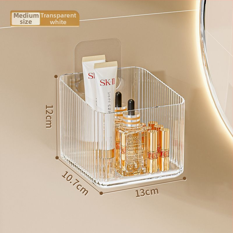 Kosmētikas uzglabāšanas kastīte | Sienas uzstādīšana bez urbumiem | (Model NOYI022, PET plastmasa, vieglā luksusa stils, kosmētika)