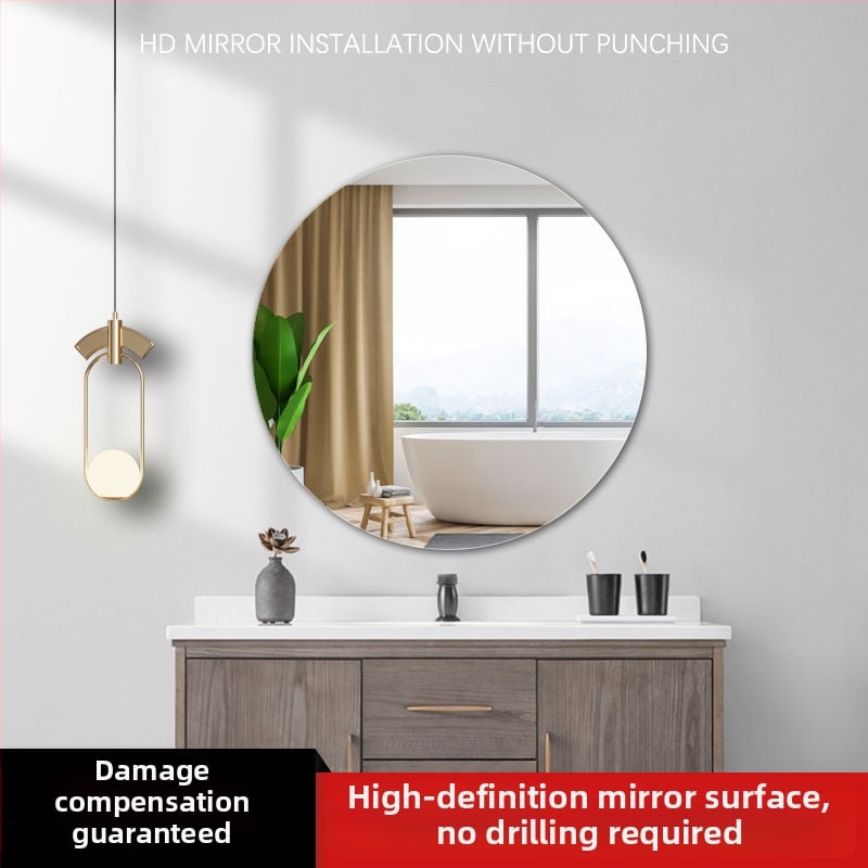 Akrilinis veidrodis, itališko stiliaus, sieninis, lipnus montavimas, be gręžimo, vonios kambario veidrodis