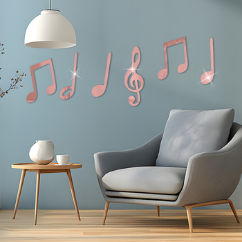 PVC стенен стикер 3D музикална нота декорация, самозалепващ се, модерен минимализъм, за всекидневна, спалня и кабинет