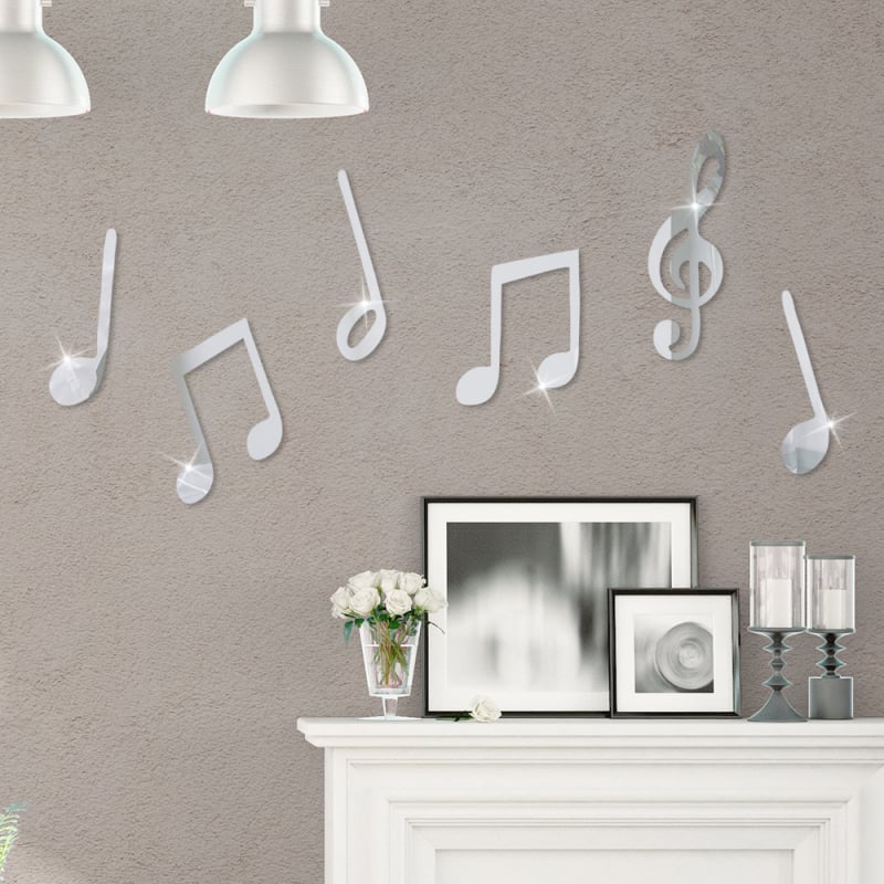 PVC стенен стикер 3D музикална нота декорация, самозалепващ се, модерен минимализъм, за всекидневна, спалня и кабинет