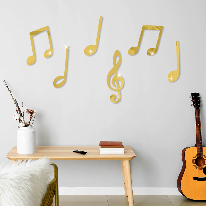 PVC стенен стикер 3D музикална нота декорация, самозалепващ се, модерен минимализъм, за всекидневна, спалня и кабинет