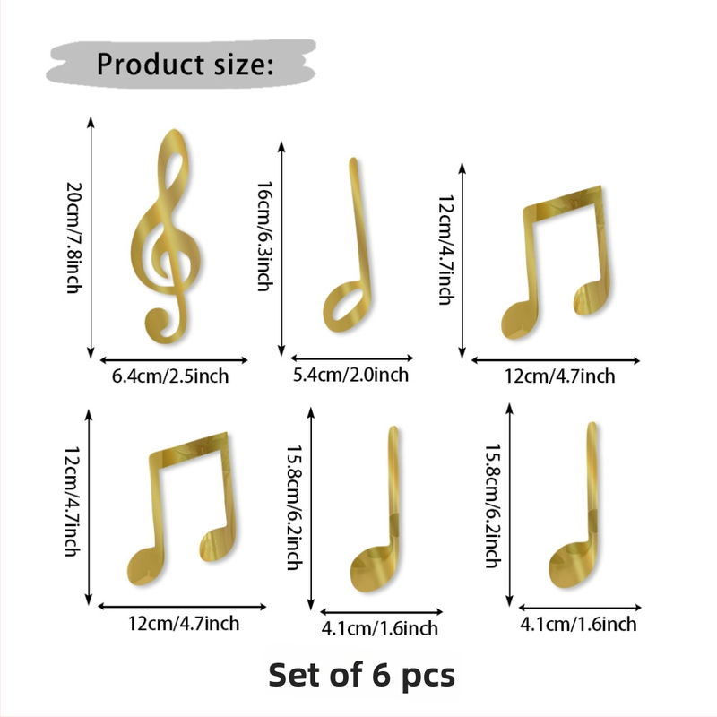 PVC sienas uzlīme 3D mūzikas nots dekors, pašlīmējošs, mūsdienīgs minimālisma stils, piemērots dzīvojamajai istabai, guļamistabai un studijai
