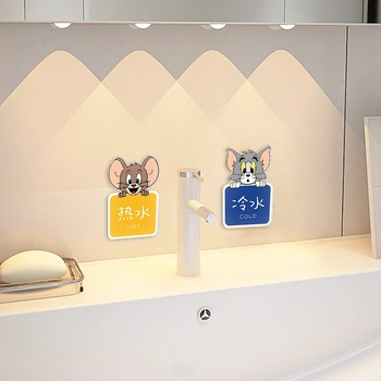 Akrüülseina kleebis kass ja hiir kujundusega vannituppa ja kööki, 2 tk, veekindel, lame karikatuuri stiilis dekoratsioon