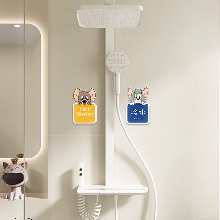 Akrüülseina kleebis kass ja hiir kujundusega vannituppa ja kööki, 2 tk, veekindel, lame karikatuuri stiilis dekoratsioon