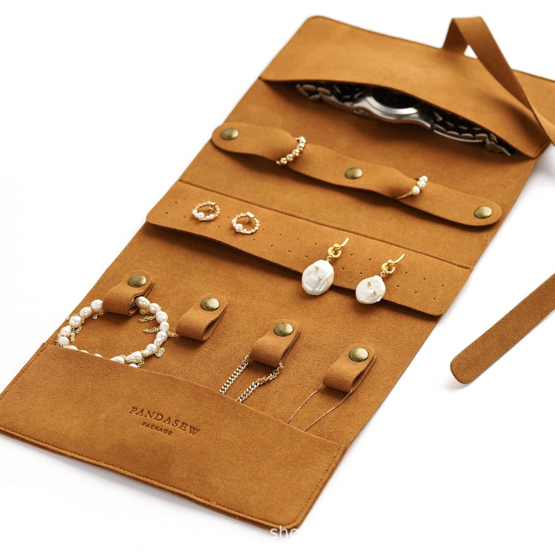 Sunflower blooms xPandasew Ρολό Κοσμημάτων, Πολυλειτουργικός Οργανωτής από Ύφασμα για Σκουλαρίκια, Δαχτυλίδια, Κολιέ και Ρολόγια