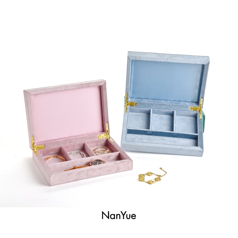Кутия за бижута NANYUE — кадифена кутия за съхранение, квадратна S30 с подвижен капак, опаковка за продажба