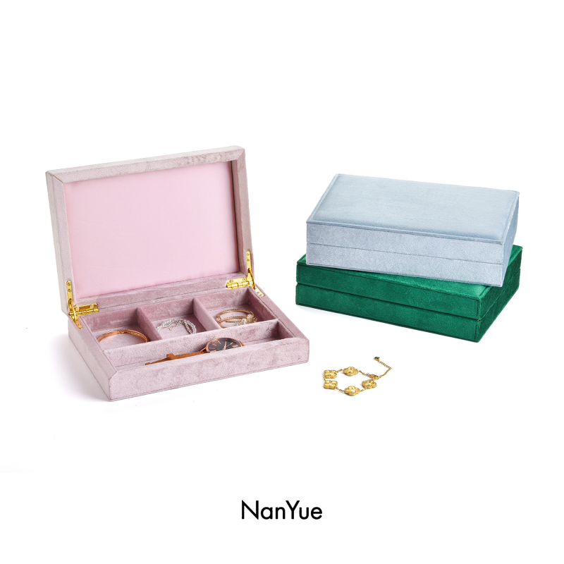 Кутия за бижута NANYUE — кадифена кутия за съхранение, квадратна S30 с подвижен капак, опаковка за продажба