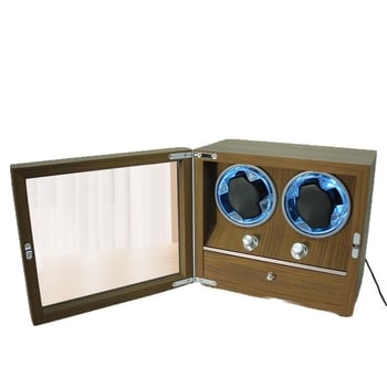 Готова на склад кутия за часовници и бижута с механичен автоматичен навивател и чекмедже, орехово дърво — Ruijia