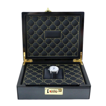 Кутия за часовници със самостоятелно паролно заключване — дървен корпус; Модел: Single Password Box; Материал: дърво; Процеси: бронзиране, гравиране, метална инкрустиране, лакиране; Произход: Гуанджоу; Бранд: Xin Yao