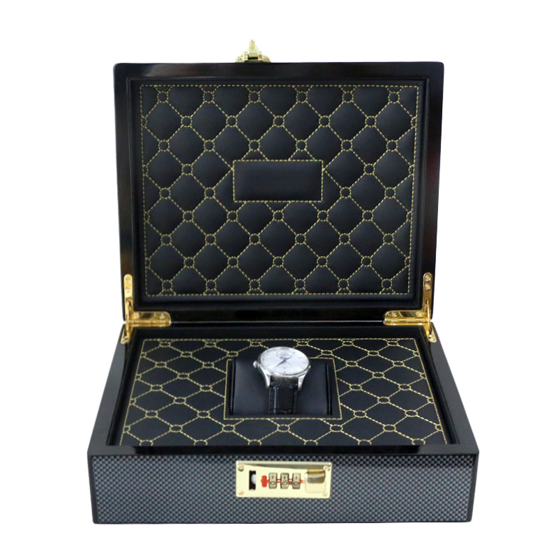 Кутия за часовници със самостоятелно паролно заключване — дървен корпус; Модел: Single Password Box; Материал: дърво; Процеси: бронзиране, гравиране, метална инкрустиране, лакиране; Произход: Гуанджоу; Бранд: Xin Yao