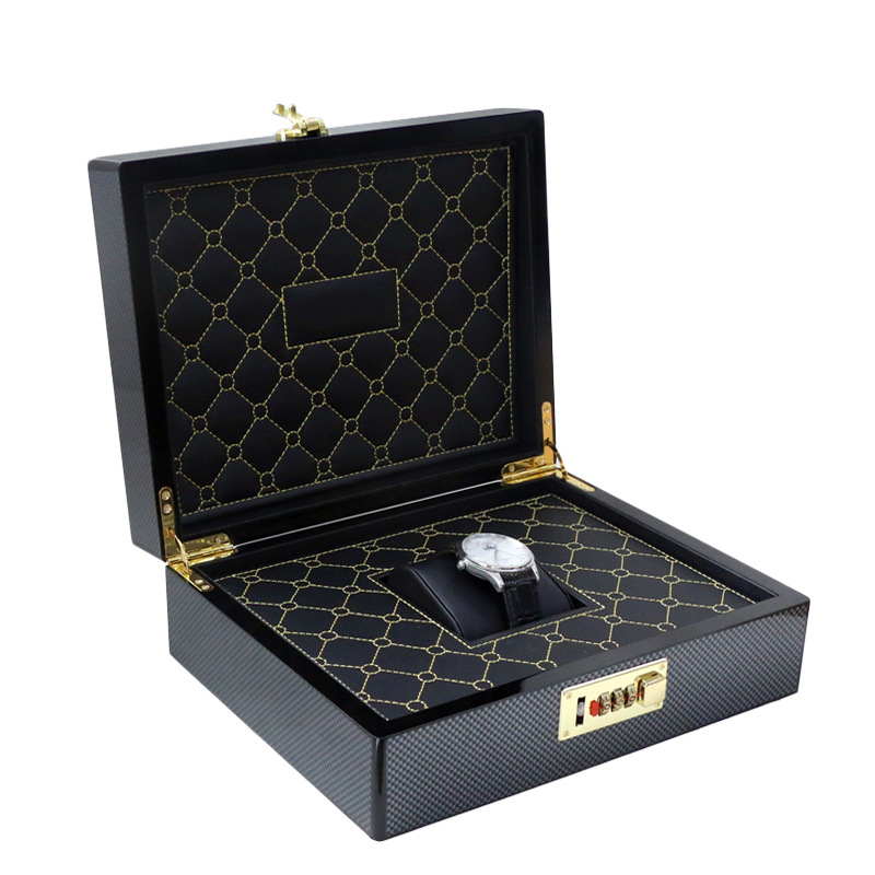 Кутия за часовници със самостоятелно паролно заключване — дървен корпус; Модел: Single Password Box; Материал: дърво; Процеси: бронзиране, гравиране, метална инкрустиране, лакиране; Произход: Гуанджоу; Бранд: Xin Yao