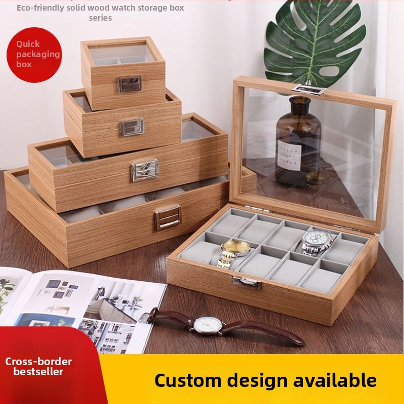 ZZ002 Бамбукова дървена кутия за часовници, ръчно изработена, вътрешна кутия за подаръци и бижута