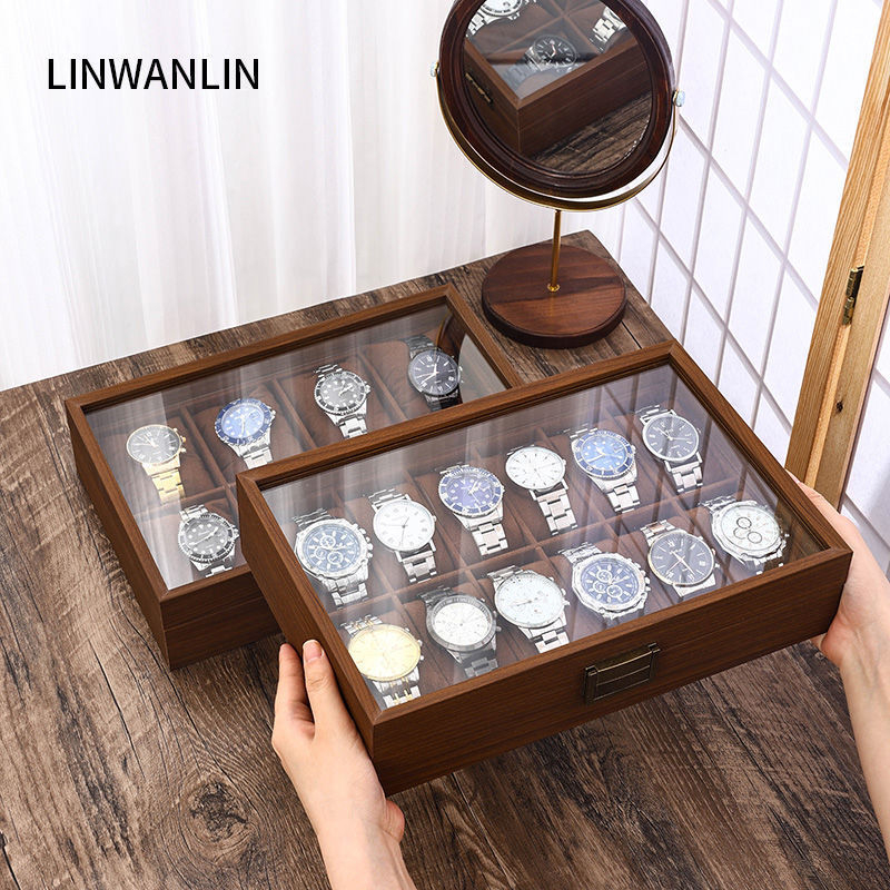 Персонализирана дървена кутия за съхранение и експозиция на часовници, подходяща за подарък