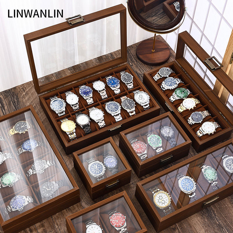 Персонализирана дървена кутия за съхранение и експозиция на часовници, подходяща за подарък