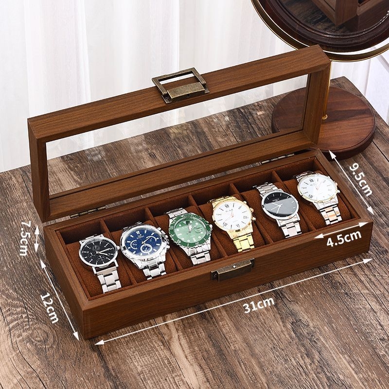 Персонализирана дървена кутия за съхранение и експозиция на часовници, подходяща за подарък