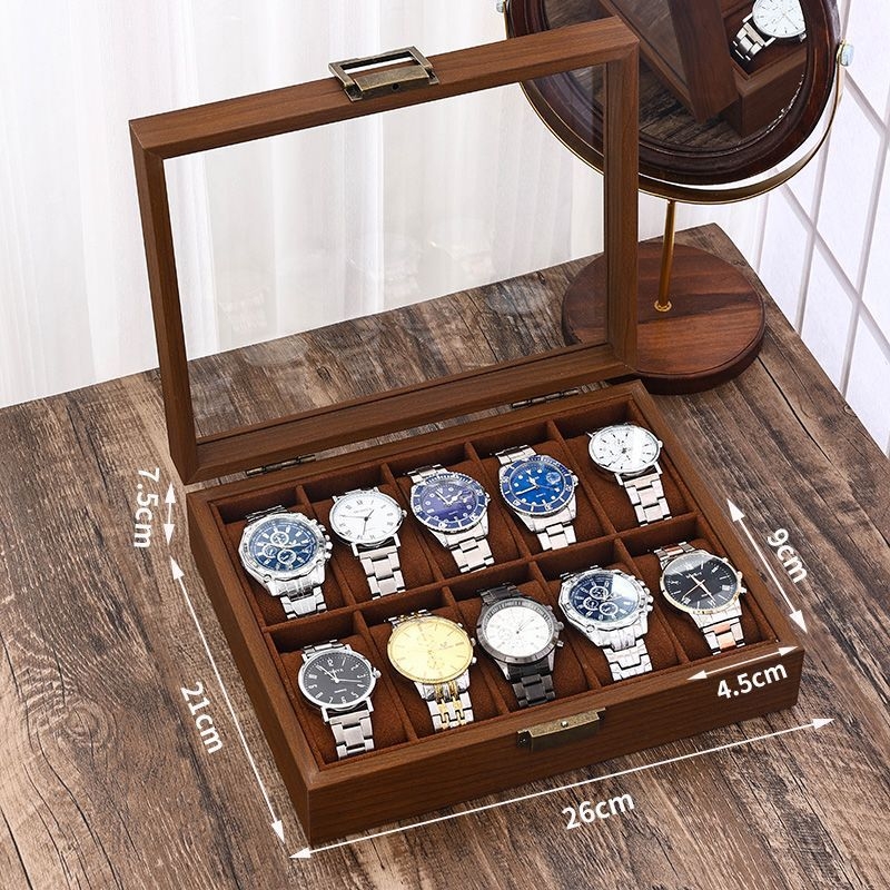 Персонализирана дървена кутия за съхранение и експозиция на часовници, подходяща за подарък