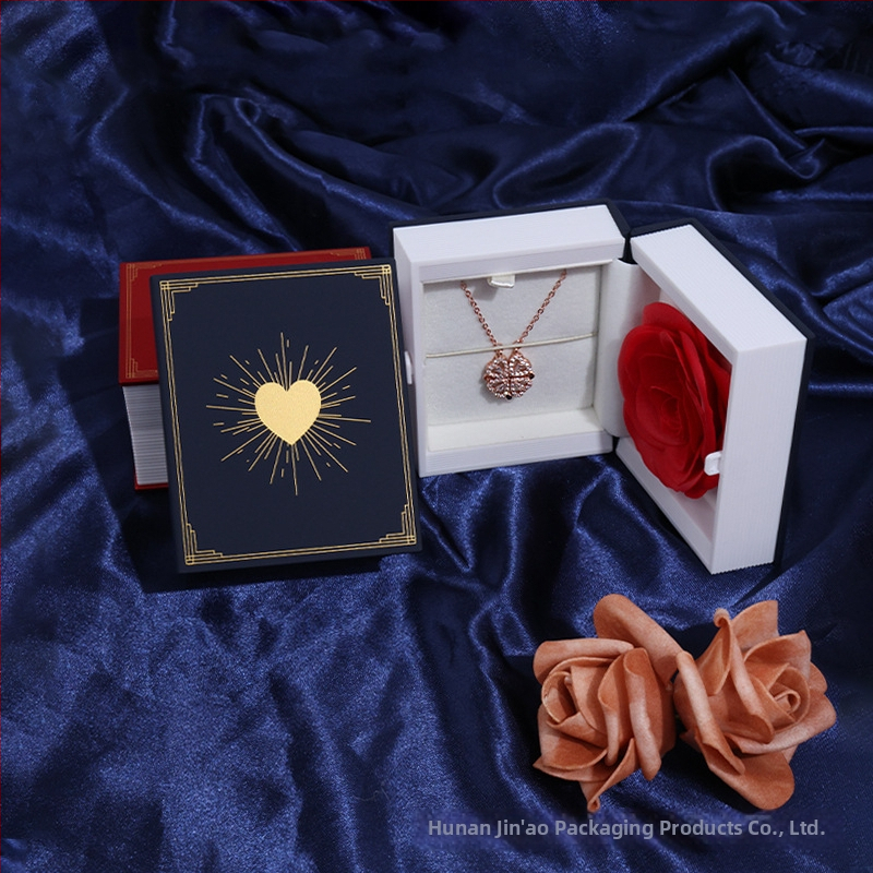 Κουτί κοσμημάτων σε μορφή βιβλίου με αναδιπλούμενο καπάκι, κατάλληλο για δαχτυλίδια και κολιέ, πλαστικό κουτί συσκευασίας, συσκευασία κοσμημάτων, Μάρκα Hunan Jin'ao Packaging