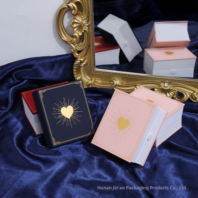Κουτί κοσμημάτων σε μορφή βιβλίου με αναδιπλούμενο καπάκι, κατάλληλο για δαχτυλίδια και κολιέ, πλαστικό κουτί συσκευασίας, συσκευασία κοσμημάτων, Μάρκα Hunan Jin'ao Packaging