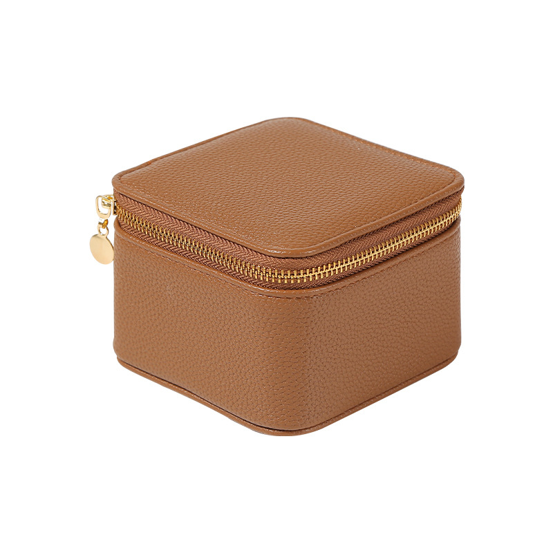 Κουτί αποθήκευσης κοσμημάτων από PU, καπάκι flip, Lychee μοτίβο, σκληρή κατασκευή, μοντέρνο μινιμαλιστικό στυλ