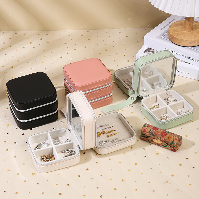 JUXIN Ékszeres Tároló Doboz – Kétrétegű Cipzár, Hordozható Utazási Szervező, Testreszabható, Kompozit Anyagból