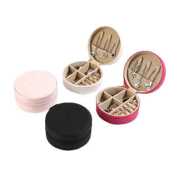 Κύκλική θήκη κοσμημάτων από PU δέρμα, Casual στυλ, σκληρή θήκη